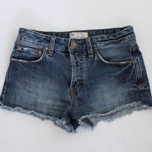 Free People High Waist Distressed Denim Shorts